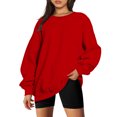 thumbnail image 1 of Jienlioq Femmes Manches Longues Liquidation Mode Femme Manches Longues Col Rond Chandail en Molleton Ample Blouse Unie Hauts Sélection Flash, 1 of 6
