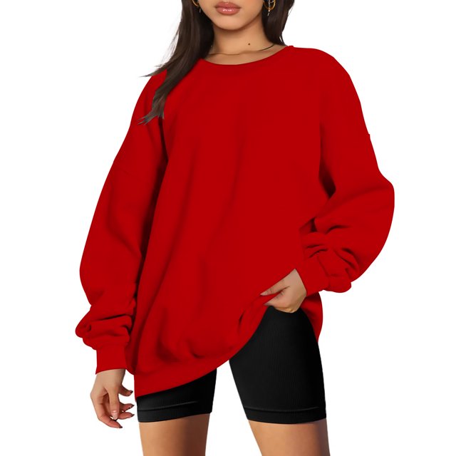 Jienlioq Femmes Manches Longues Liquidation Mode Femme Manches Longues Col Rond Chandail en Molleton Ample Blouse Unie Hauts Sélection Flash