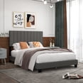thumbnail image 1 of Costway Queen Upholstered Platform Bed Frame Mattress Foundation Box Spring Needed Gray, 1 of 10