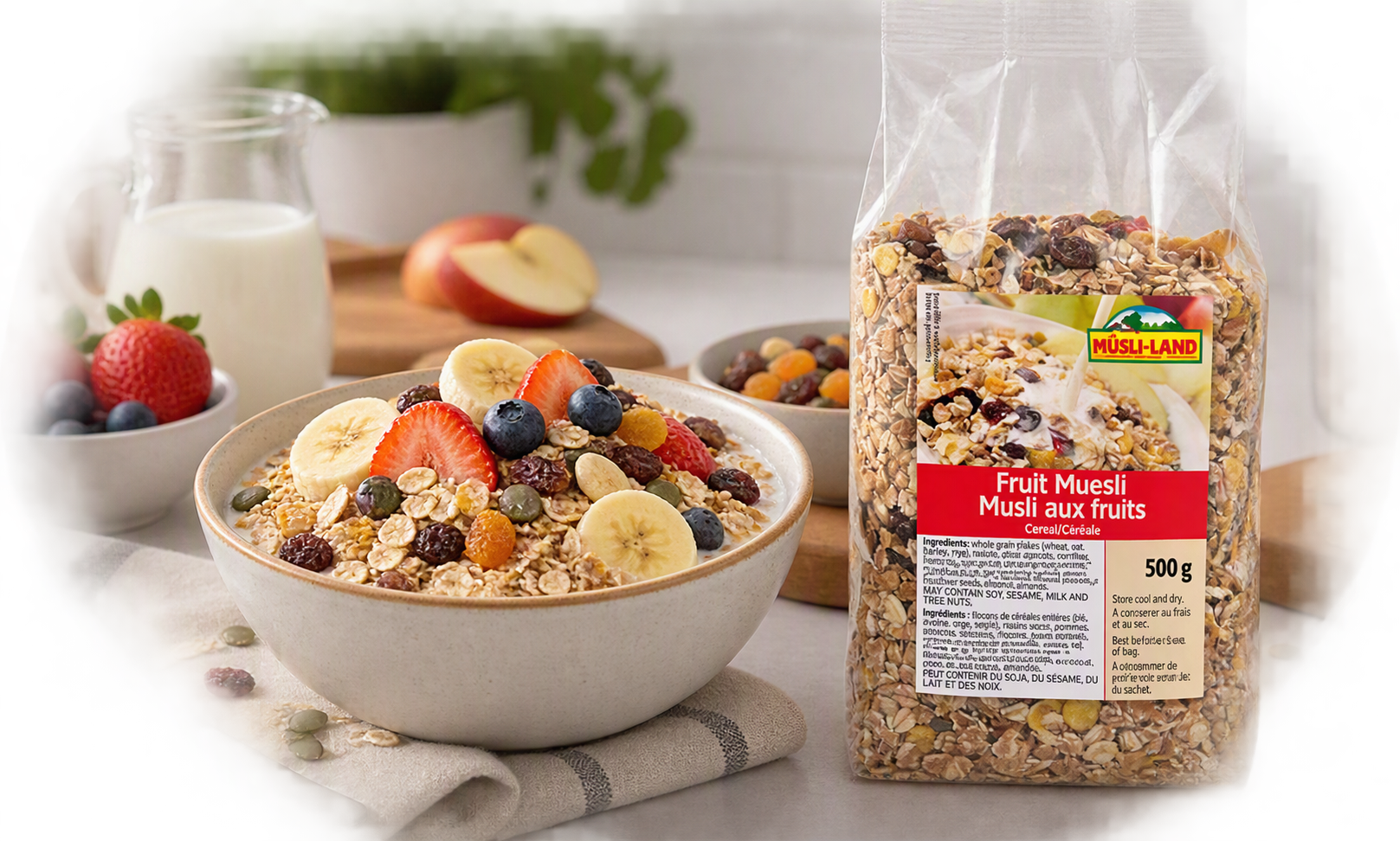 Muesli aux fruits Mestemacher, céréales pour petit‑déjeuner à texture variée