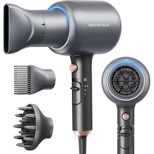 Wavytalk Hair Blow Dryer with Diffuser and Concentrator, Ionic Hair Dryer with Powerful 1875 Watt Motor for Smooth and Fast Drying Hair, Gray