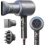 Wavytalk Hair Blow Dryer with Diffuser and Concentrator, Ionic Hair Dryer with Powerful 1875 Watt Motor for Smooth and Fast Drying Hair, Gray