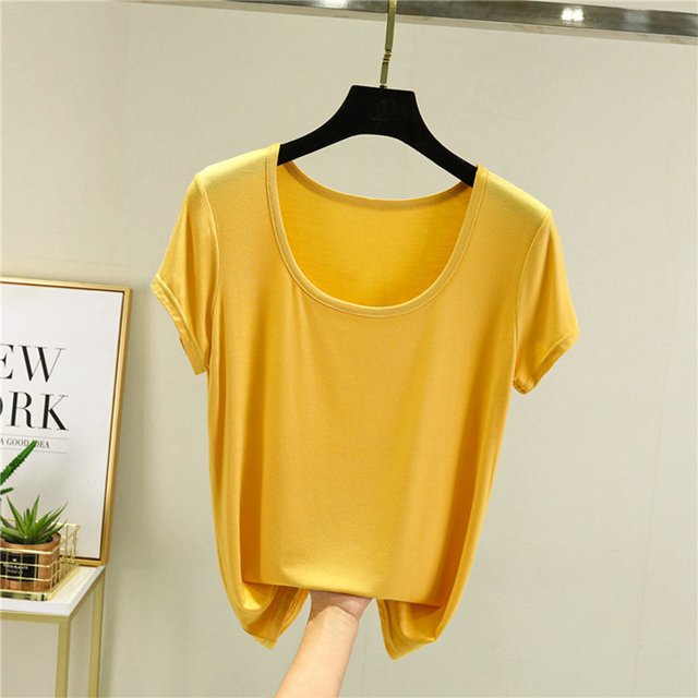 Blouses pour Femmes T-Shirt Ample d'Été Uni à Manches Courtes à Col Rond
