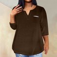 thumbnail image 2 of QIPOPIQ Plus-Size Tops for Women Summer V Neck T Shirts Color Block Raglan Tees Clearance, 2 of 5