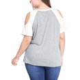 thumbnail image 3 of Agnes Orinda Women's Plus Size School College Contrast Short Sleeve Cold Shoulder Summer Blouse 1X Gray, 3 of 7