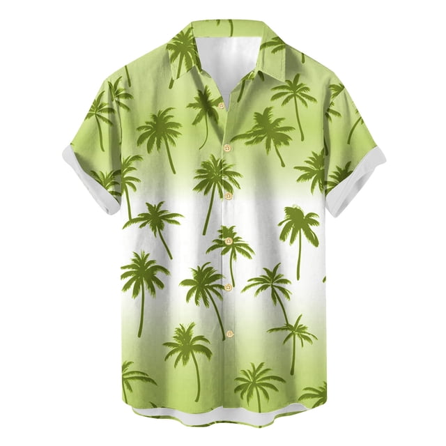 Weiqiqre Mens T-shirts Loose Fit, Floral Print Tropical Button Down Shirts