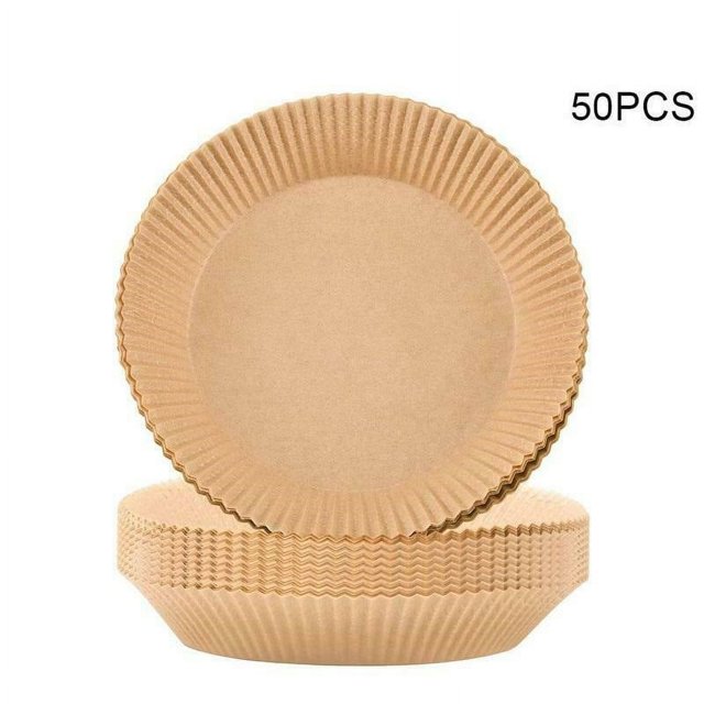 Jinsinto Doublure en Papier Jetable pour Friteuse à Air Chaud, Doublure Antiadhésive pour Friteuse à Air Résistante à l'Huile, Imperméable, Papier de Cuisson de Qualité Alimentaire Papier de Cuisson pour Micro-Ondes 6,3 Pouces (50 Pcs Couleur Naturelle)