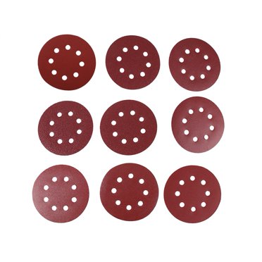 WALFRONT 10Pcs 125mm Round Shape Red Sanding Discs 8 Hole 60#-1000# Grit Sand Papers, Polishing Pads,Sanding Discs