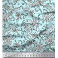 thumbnail image 1 of Soimoi Modal Satin Fabric Leaves & Floral Block Print Fabric by The Yard 42 Inch Wide, 1 of 3