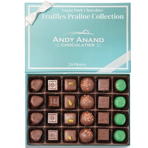 Andy Anand Exquisite Belgian Truffes de chocolat noir, 24 Pralines Luxueuses sans laiterie, Allergie-Amis & Sans gluten, expédié 2nd Jour Air