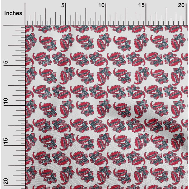 oneOone Silk Tabby Fabric Leaves & Floral Block Printed Craft Fabric BTY 42 Inch Wide