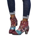 thumbnail image 4 of Chaussures pour Femmes Style National Rétro à Talon Moyen avec Fermeture Éclair Bottes Courtes en Cuir, 4 of 5