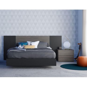 Sinatra 4 Piece Bedroom Set, Bark Grey and Black
