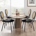 thumbnail image 2 of 4PC Modern Upholstered Dining Chairs with Natural Rattan Back & Metal Legs, Space-Saving for Kitchen, Dining Room, 2 of 7
