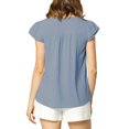 thumbnail image 3 of INSPIRE CHIC Women's Solid V Neck Cap Short Sleeves Work Blouse, 3 of 6