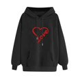 thumbnail image 1 of WZXFASHION Chandail à Capuchon pour Femmes à Couleur Unie à Manches Longues Imprimé Amour Rabais de 50 % Liquidation Chandail à Capuchon Léger à Fermeture Éclair, 1 of 4