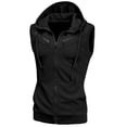 thumbnail image 1 of INSPIRE CHIC Men's Kangaroo Pocket Zip Up Drawstring Hoodie Vest, 1 of 7