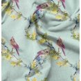 thumbnail image 1 of Soimoi Green polyester Crepe Fabric Bulbul Bird Print Sewing Fabric Yard 42 Inch Wide, 1 of 6