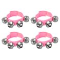 thumbnail image 1 of Unique Bargains 4 Pcs Clochettes de Poignet, Clochettes à Grelots Clochettes de Cheville Instruments de Percussion Rythme Musical pour Fête Noël, Rose, 1 of 5
