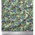 thumbnail image 1 of Soimoi Polyester Crepe Fabric Leaves & Floral Block Print Sewing Fabric Yard 42 Inch Wide, 1 of 3
