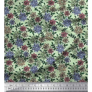 Soimoi Rayon Fabric Leaves & Floral Block Print Sewing Fabric Yard 56 Inch Wide