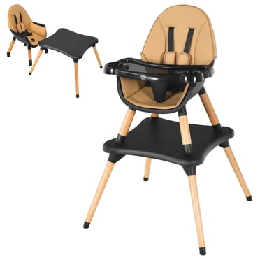 Babyjoy Chaise Haute pour Bébé 6-en-1 Chaise Convertible en Bois pour Nourrisson avec Table de Blocs de Construction Gris