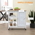 thumbnail image 4 of HOMCOM Kitchen Cart on Wheels with Embossed Door Panel, Drawer, White, 4 of 10
