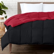 Bare Home Ultra-Soft Reversible Comforter - Goose Down Alternative - Queen, Black/Red
