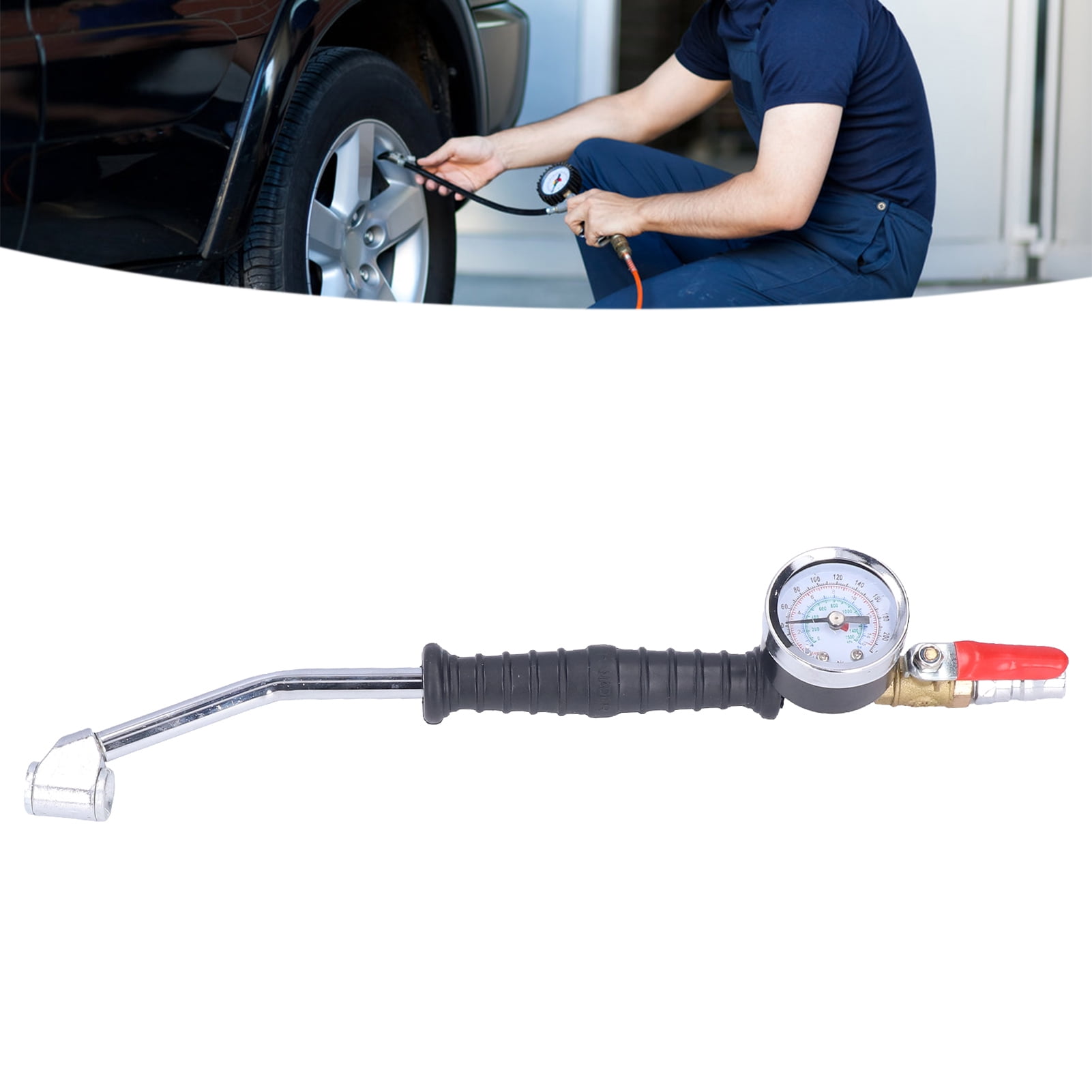 Tire Inflator with Pressure Gauge, Tires Inflators Nozzle Accurate  for Car for Motorcycle