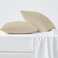 thumbnail image 1 of 100% Cotton Pillowcase, 300 Thread Count Sateen, Wrinkle Resistant, Quick Dry, Soft & Smooth, 2-Piece Set, King, Beige by Color Sense, 1 of 5
