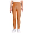 thumbnail image 1 of MSemis Girls Jazz Dance Leggings Metallic Ribbed Elastic Waistband Solid Color Toursers for Hip-hop Performance Orange 150, 1 of 7