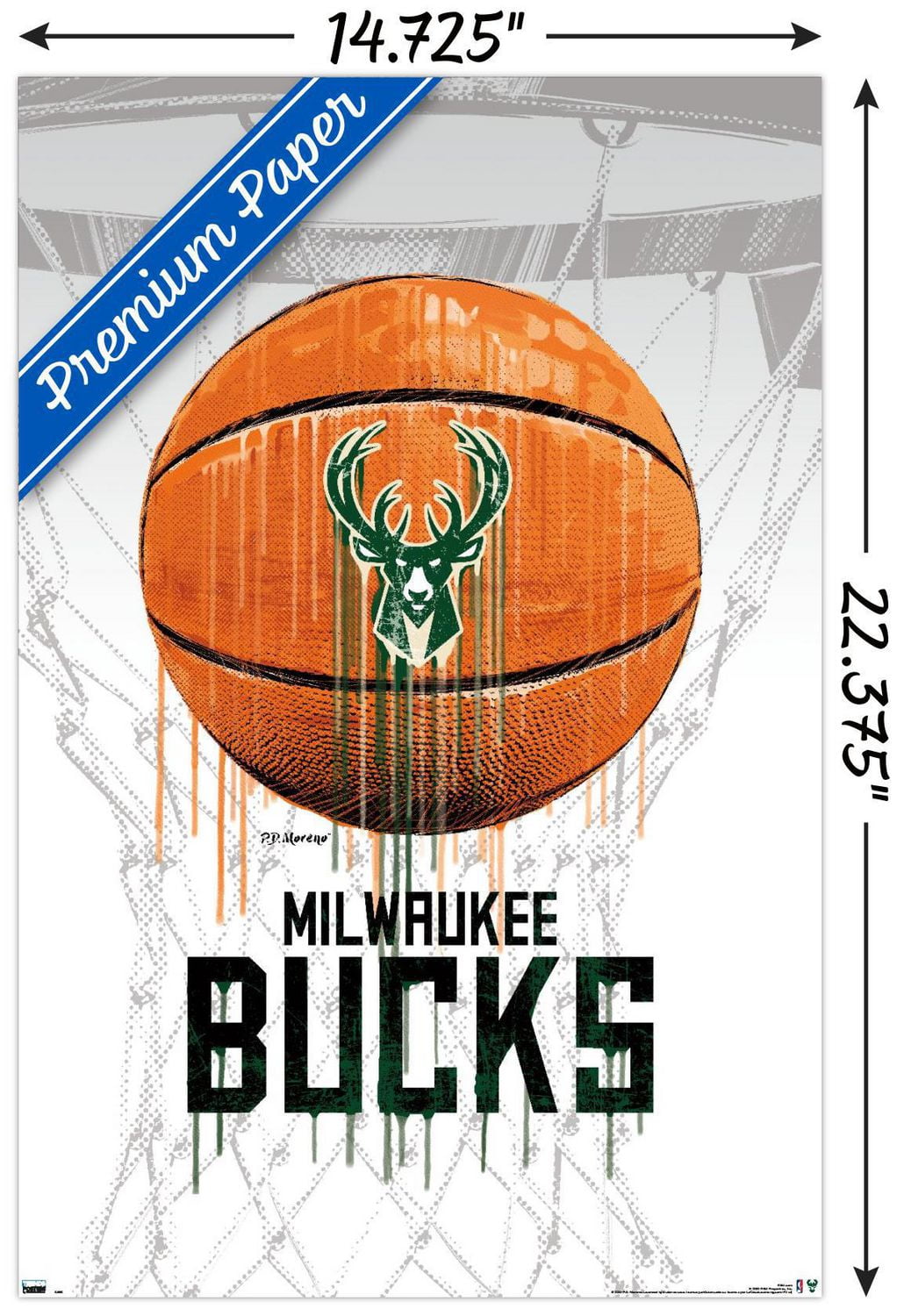 NBA Milwaukee Bucks - Drip Ball 20 Wall Poster