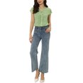 thumbnail image 2 of INSPIRE CHIC Women's Floral Blouse Short Cap Sleeve Chiffon Casual Ruffle Tops L Light Green, 2 of 6