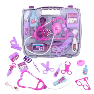 Riforla Ensemble de Jeu de Rôle de Docteur pour Enfants, Trousse de Jouet Médical Portable avec Outils Réalistes pour l'Éducation au Jeu d'Imitation Violet