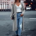thumbnail image 2 of Sentmoon Womens Fall Sweaters Plus Size Long Sleeve Cardigans Solid Color Stretchy and Flexible Loose Knitted Women Fall Clothes with Pocket Winter Streetwear for Weekend Brunch Outfit Gray M, 2 of 7