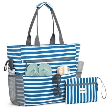 SpaceMuse Sac Fourre-Tout de Plage Imperméable et Anti-Sable pour Femmes – Grand Sac de Piscine à Grande Capacité avec Fermeture Éclair et Petite Pochette – Idéal pour la Plage, la Piscine, les Voyages et les Escapades de Fin de Semaine