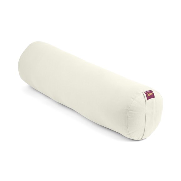 YOGAVNI Yoga Bolster - Large Cylindrical Round -100% Cotton Cover & Cotton Batting Fill - 28in x 10in - Weight: 7lb/3.2kg - Off White