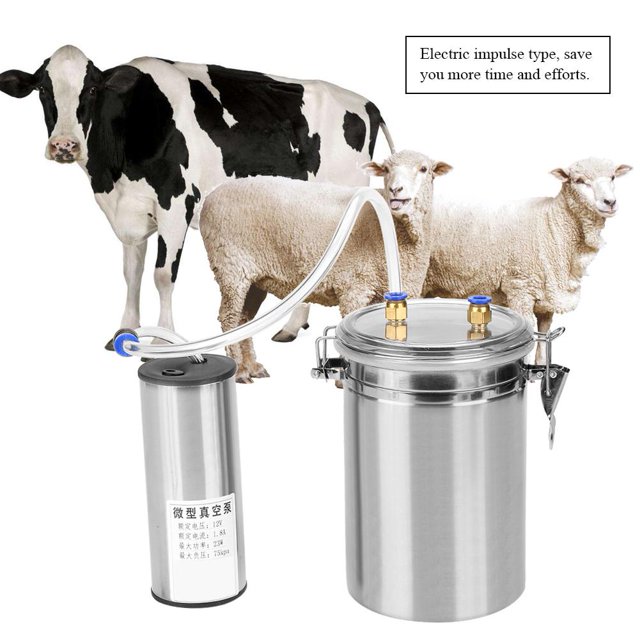 Domqga Milking Machine, Electric Milking Machine, 2L Electric Milking Machine Portable Stainless Steel Milker for Sheep Cows (110-240V)