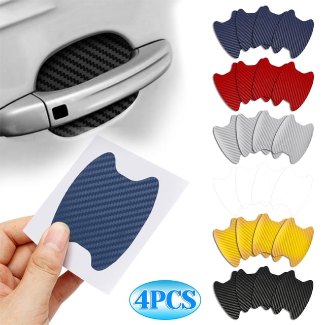 Vaidha 4PCS Handle Stickers Car Door Handle Car Stickers Protective Film Carbon Fiber