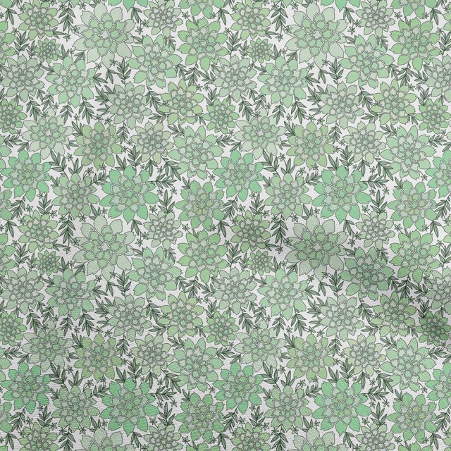 oneOone Tissu en Velours Vert Mer Floral Rétro pour Couture Tissu Imprimé au Mètre 58 Pouces de Large