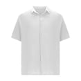 thumbnail image 5 of Kaemgyyd Mens Button down Shirt Lightweight Summer Beach Vacation Tops Casual Loose Textured Solid Color Half Sleeve Tee, 5 of 5