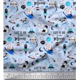 thumbnail image 1 of Soimoi Polyester Crepe Fabric Planet,Rocket & Astronaut Animals Cartoon Printed Fabric 1 Yard 42 Inch Wide, 1 of 3