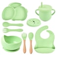 thumbnail image 1 of AMERTEER 9Pcs Children‘S Silicone Tableware Set Baby Non-Slip Divided Children‘S Plate Bowl With Suction Cup, 1 of 5