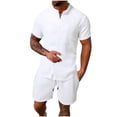 thumbnail image 2 of Weiqiqre Men's Short Sets 2 Piece Outfits Button Down Linen Shirts and Short Sets Summer Beach Outfis, 2 of 6