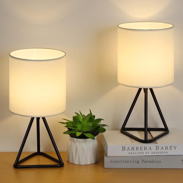 NEX Table Lamp Set of 2 Nightstand Lamp with Triangular Cone Base