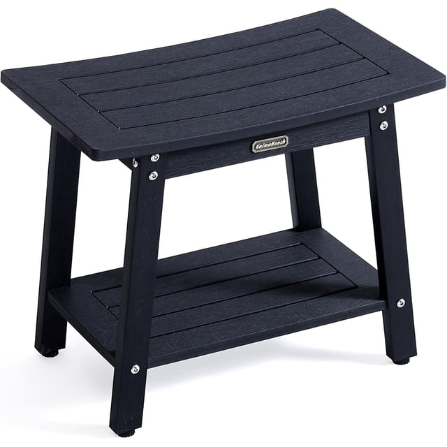 Shower Bench Seat for Inside Shower Poly Lumber Shower Stool for Shaving Legs Bathroom Shower Foot Rest with Storage Shelf Plastic Shower Chair Seat for with Adjustable Feet