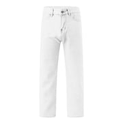 Men's Jeans Relaxed Fit Men's Summer Breathable Jeans Loose Straight Leg Solid Color Simple Denim Pants Pantalon Jeans Homme White XL