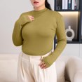 thumbnail image 4 of T-Shirt à Manches Longues Col Semi-Haut Grande Taille pour Femmes, Couche de Base en Modal, Blouse Ample Confortable et Extensible, Tenue Décontractée d'Hiver Chaude, 4 of 7