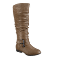 thumbnail image 1 of Bottes Cavalières à Fermeture Éclair pour Femmes, Hauteur Genou, Décontractées, Talon Plat Bas, Bottes d'Hiver, Chaussures (Cognac, 11), 1 of 5