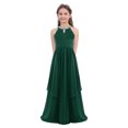 thumbnail image 1 of Miaeowve Robe de Fête Maxi en Chiffon à Paillettes pour Filles, Col Haut, Froncée, Robe de Bal de Mariage, Vert Armée 16, 1 of 6